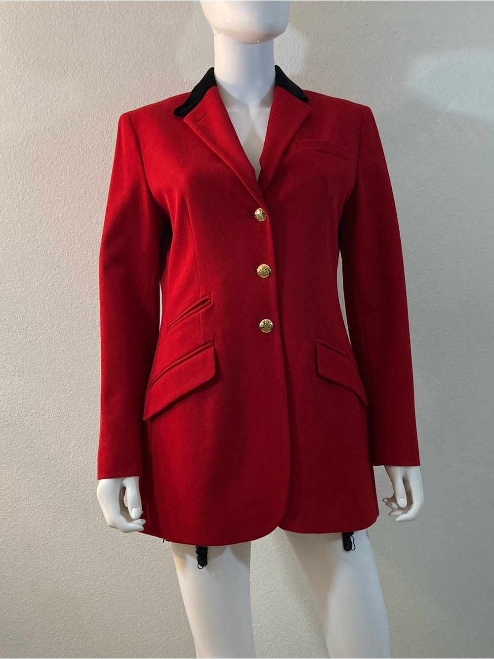 Lauren Ralph Lauren Women's Blazer Jacket Red Wool Blend, Vintage, Equestrian